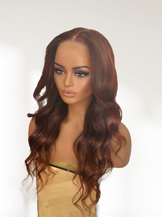 Luxury Auburn-copper glueless wig 5x5 body wave