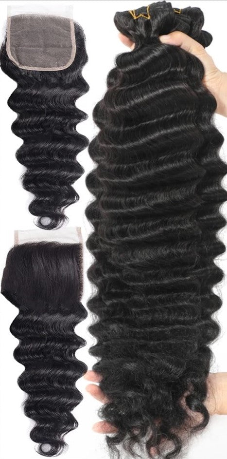 malaysian loose deep wave bundles with Frontal 13x4