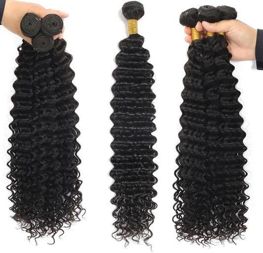 Malaysian bundles with lace frontal 13x4 deep wave